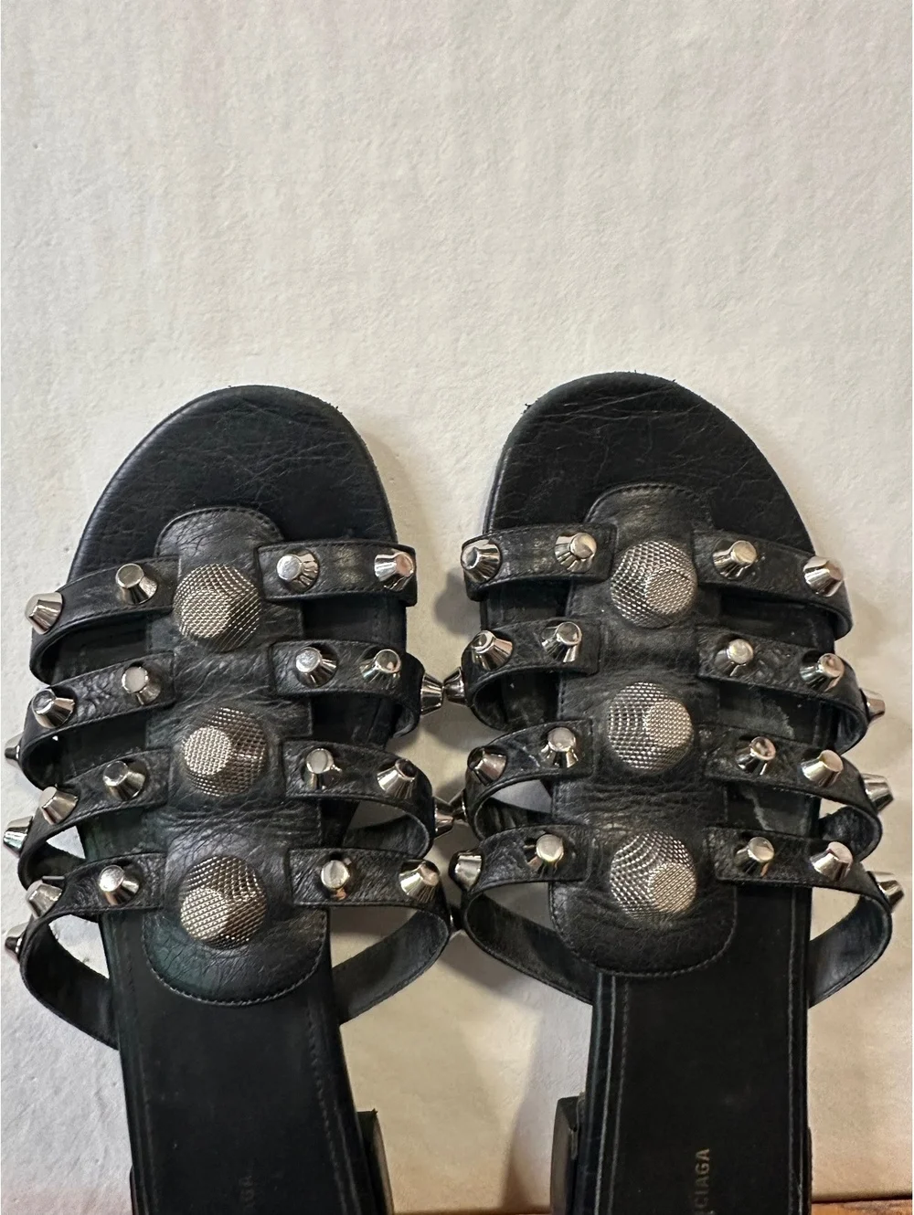 Balenciaga Black Leather Studded Gladiator Multi Strap Sandals 39 US 9